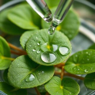 Centella leaves arranged on a neutral background