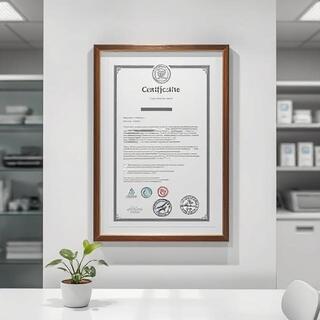 Laboratory ISO certificate on clipboard