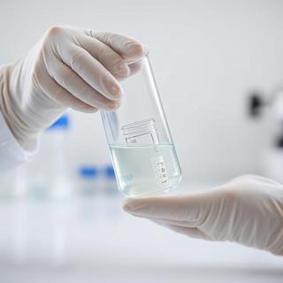 Lab hands checking batch sample