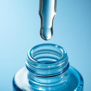 Hydrating serum bottle with cool tint