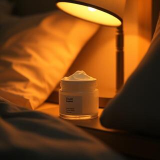 Evening cloud cream on nightstand