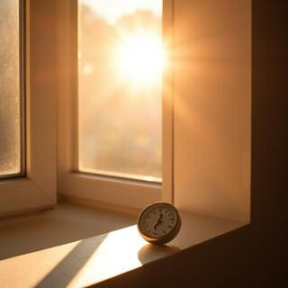 Sunlight through window with thermometer