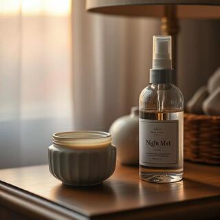 Nightstand with cream and mist