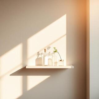 Sunlit shelf with serum and veil