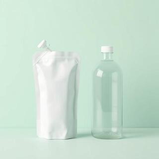 Refill pouch beside primary bottle